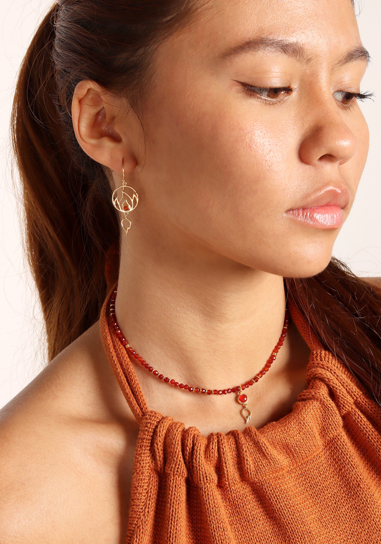 Carnelian Fire Element Beaded Necklace and Pendant