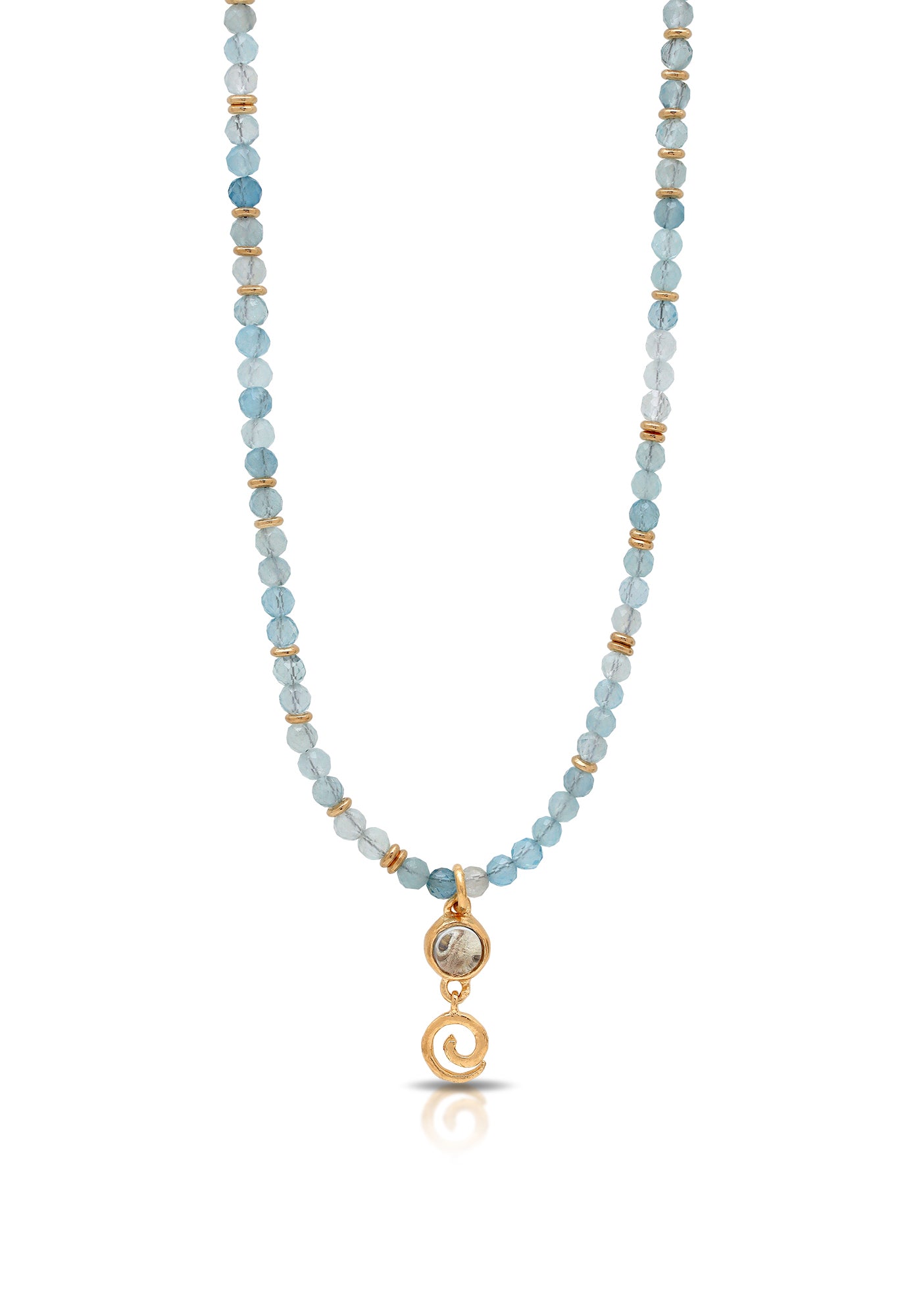 Blue Topaz and Aqua Marine Air Element Beaded Necklace and Pendant