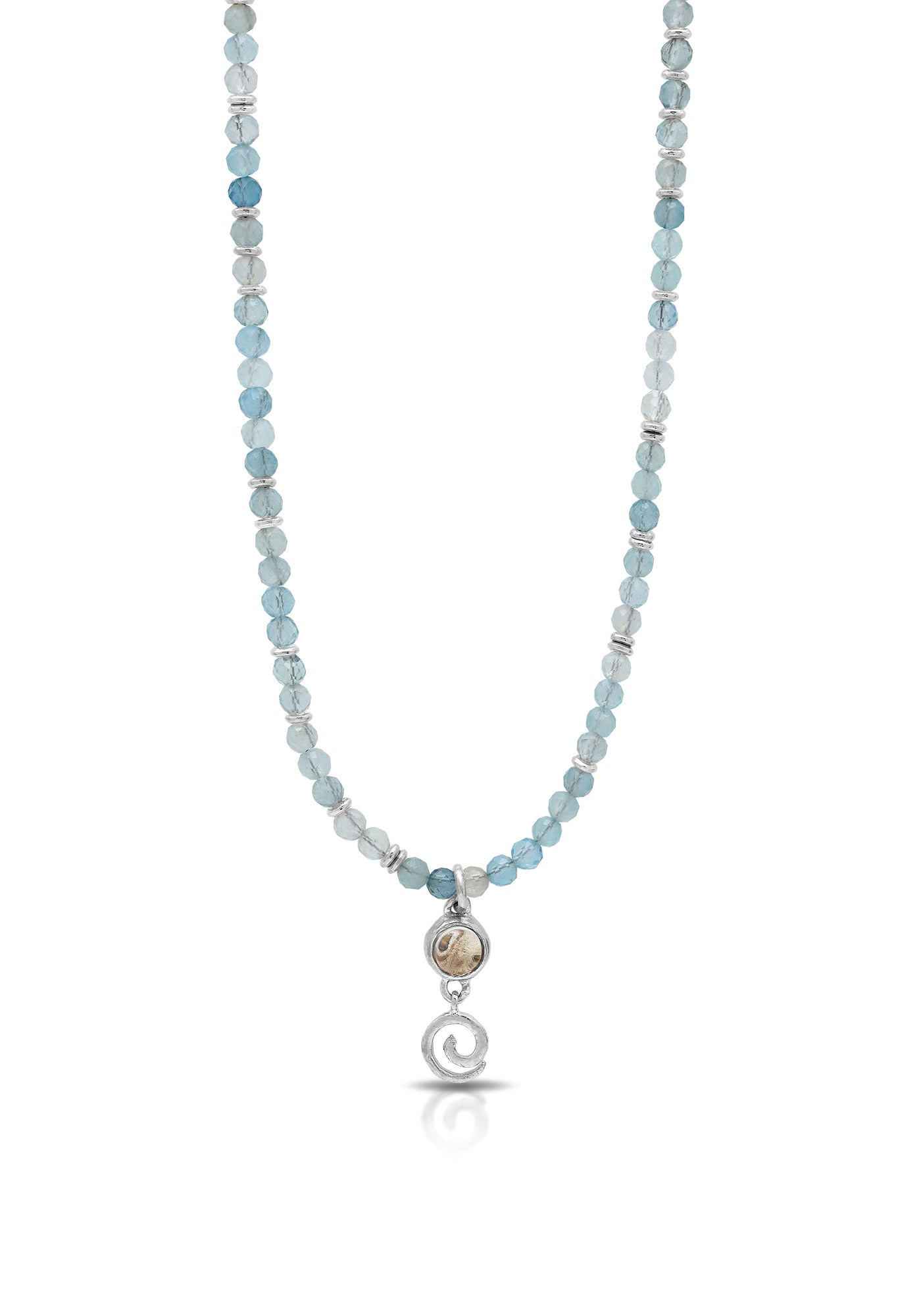 Blue Topaz and Aqua Marine Air Element Beaded Necklace and Pendant