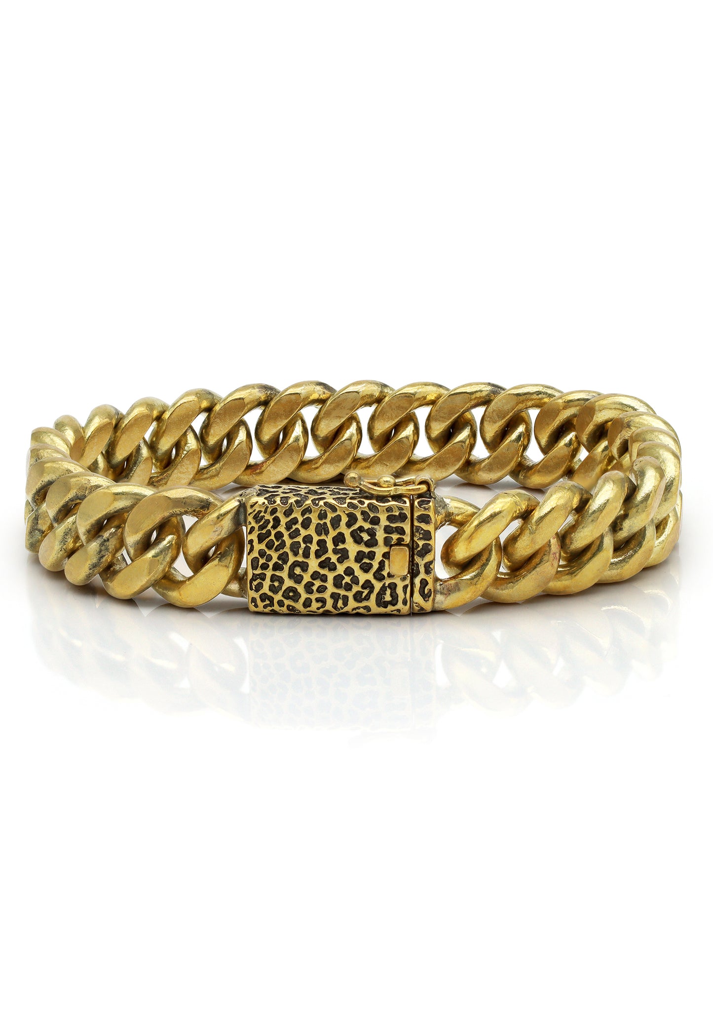 Leopard Curb Chain Bracelet - Brass