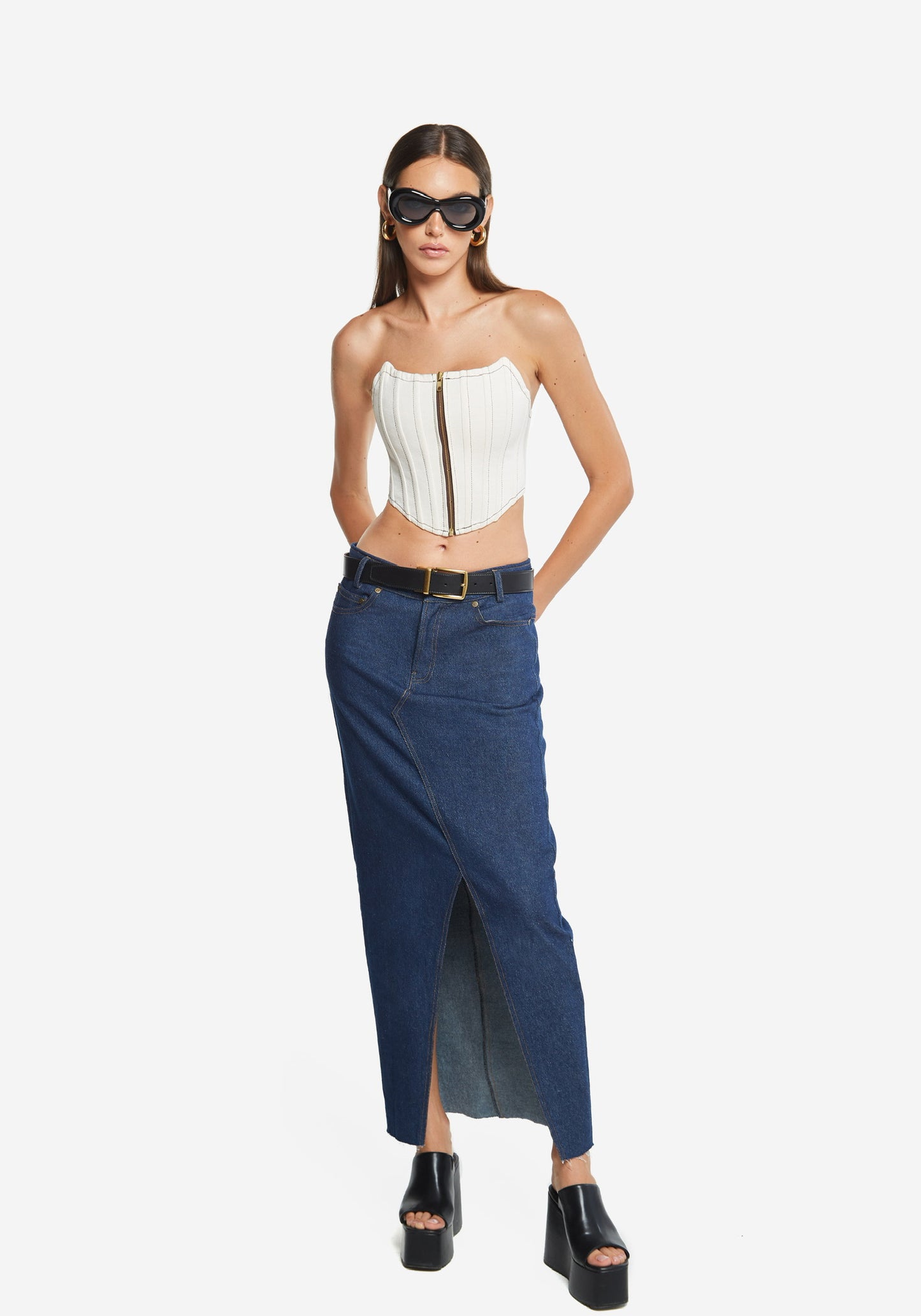 Cropped Denim Corset