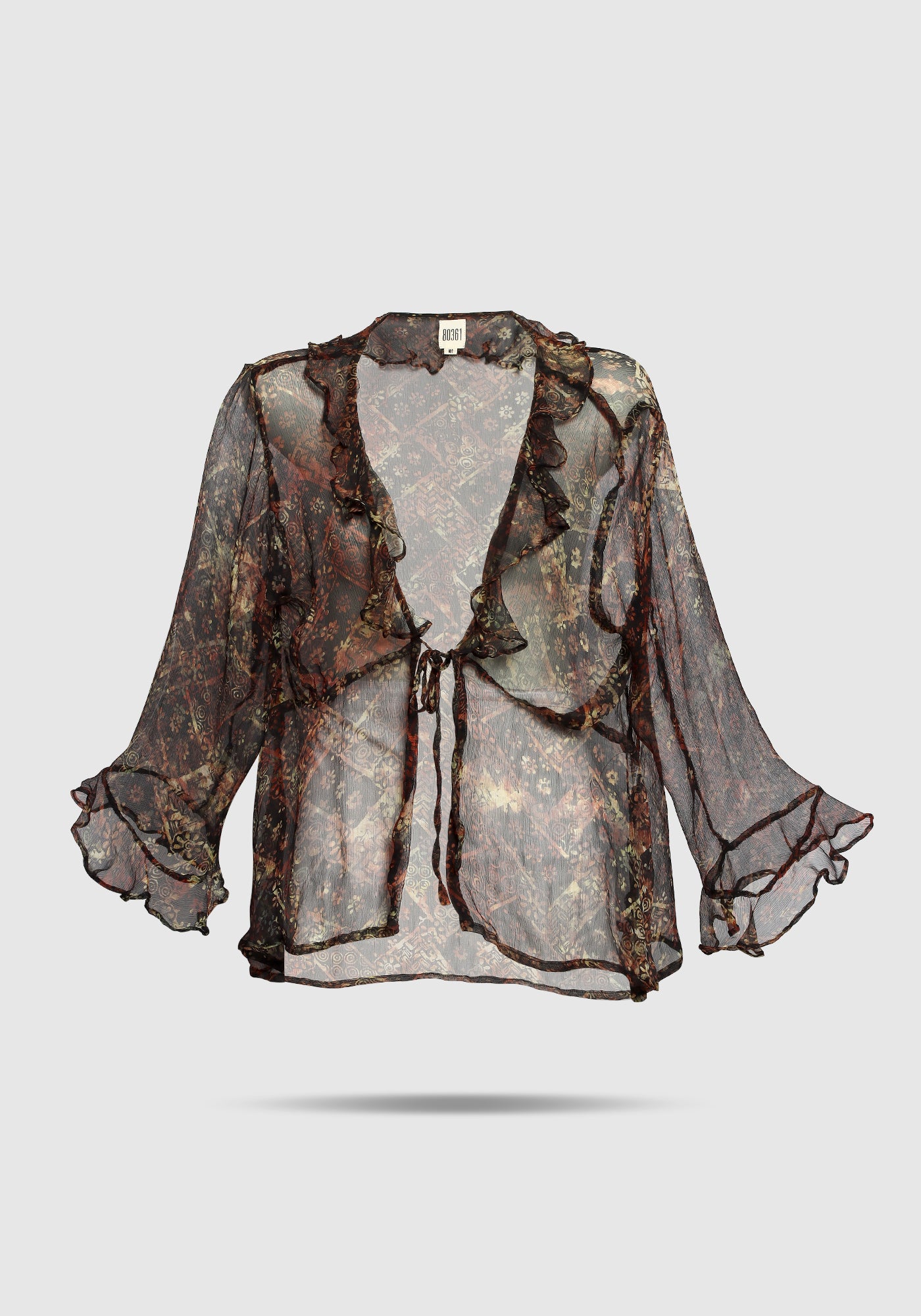 Ruffle Tie Top Brown