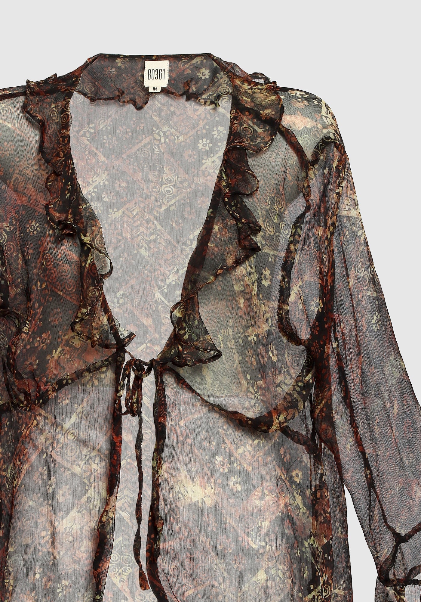 Ruffle Tie Top Brown