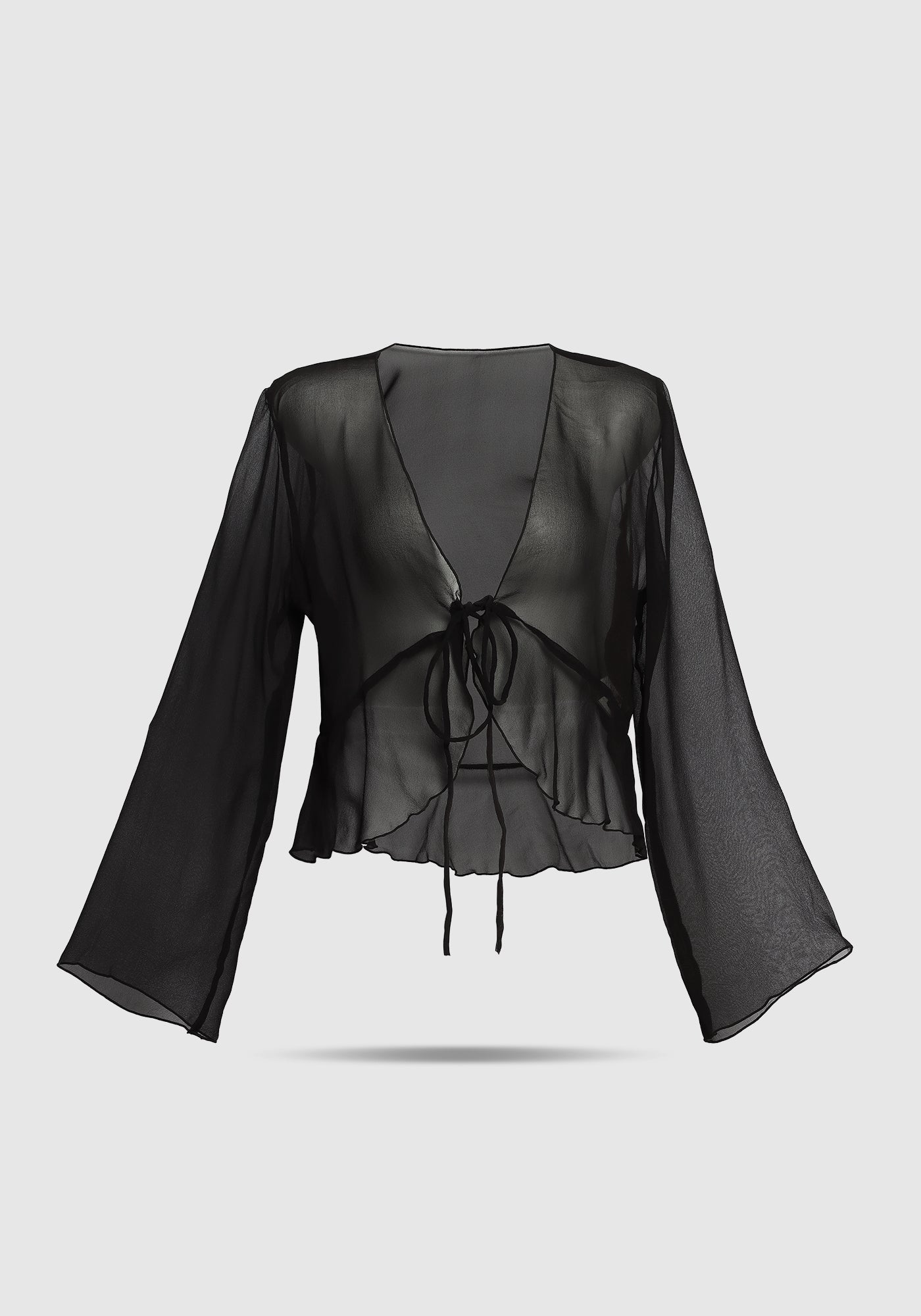 Ruffle Tie Top Black