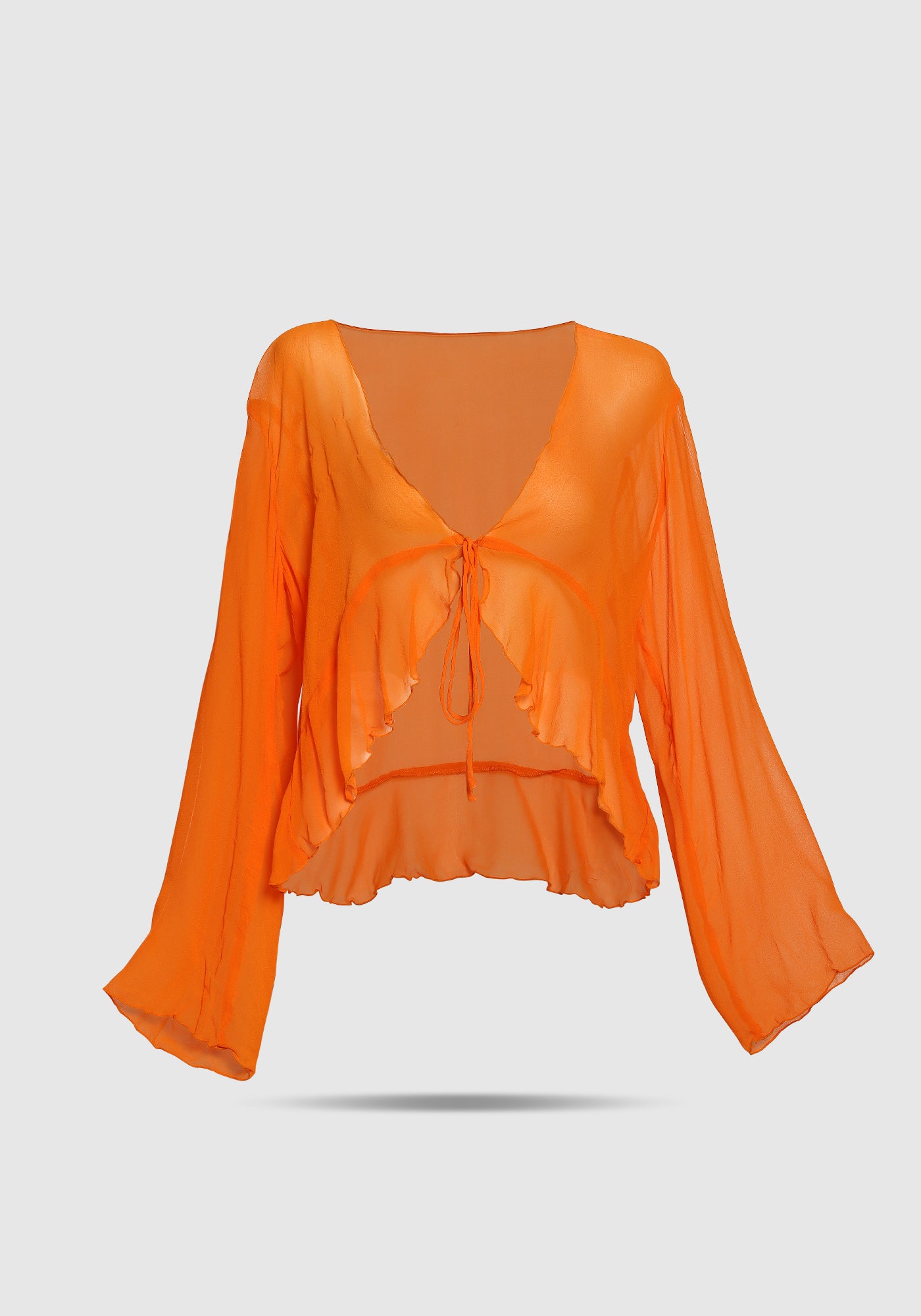 Ruffle Tie Top Orange