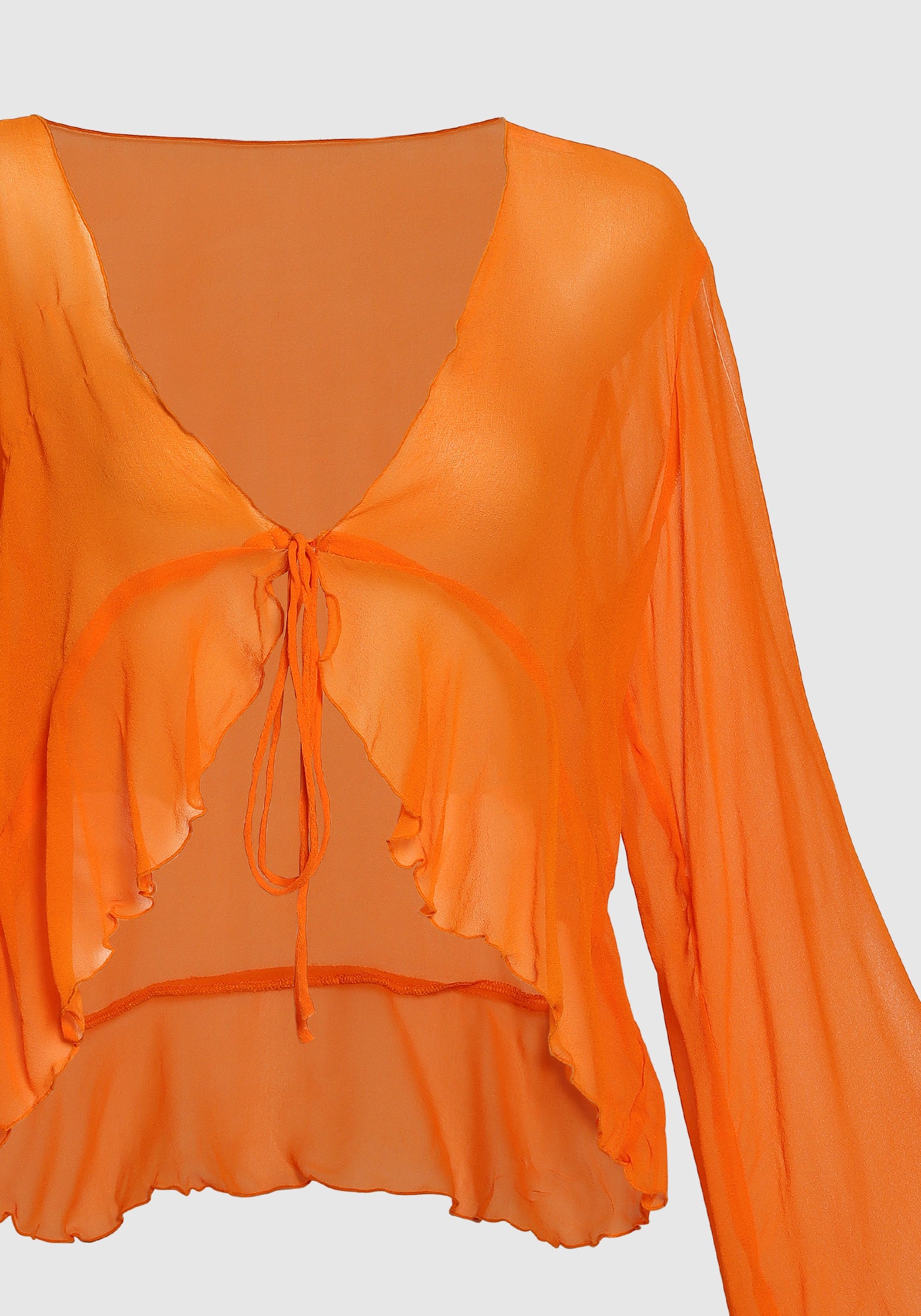Ruffle Tie Top Orange