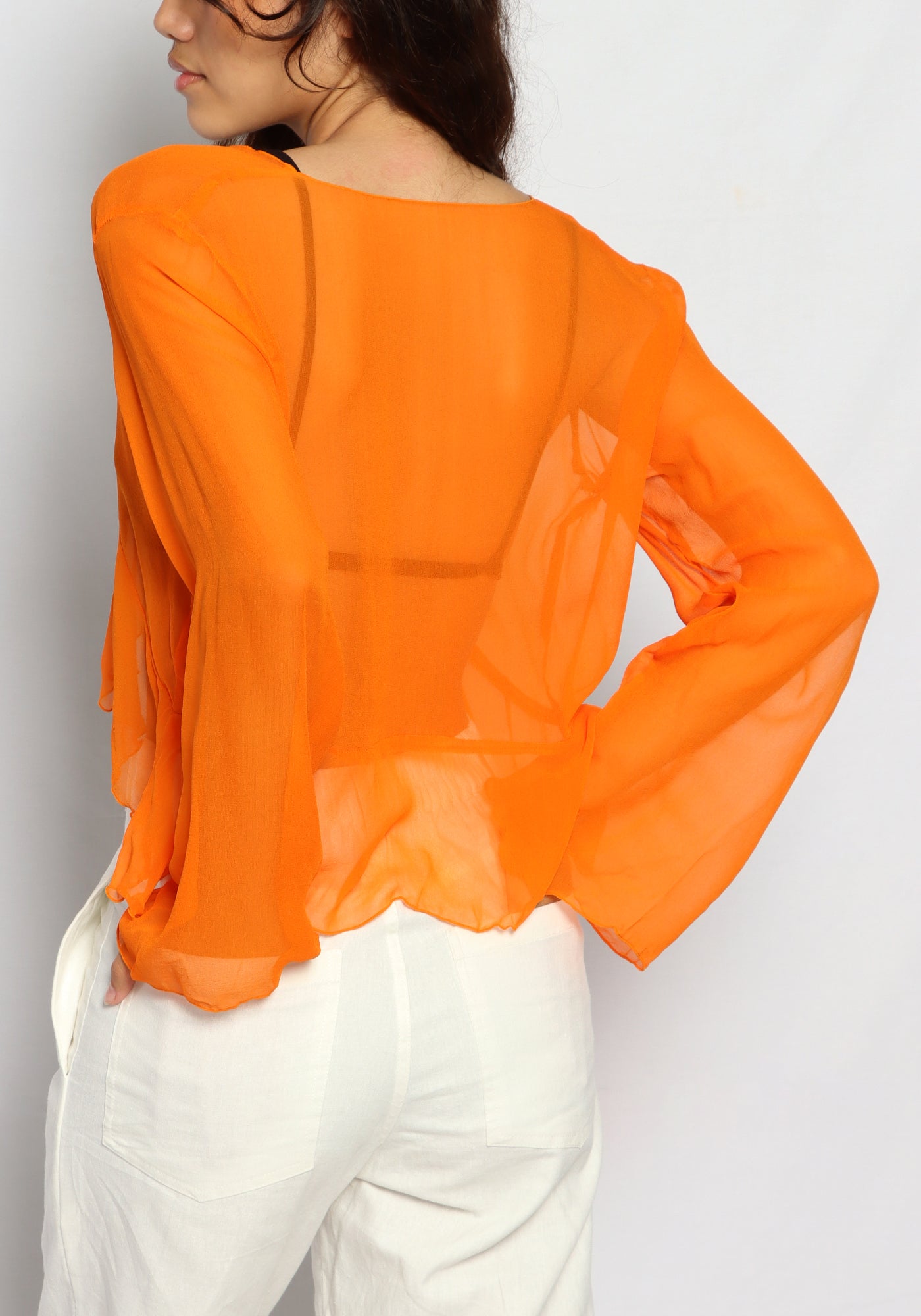 Ruffle Tie Top Orange