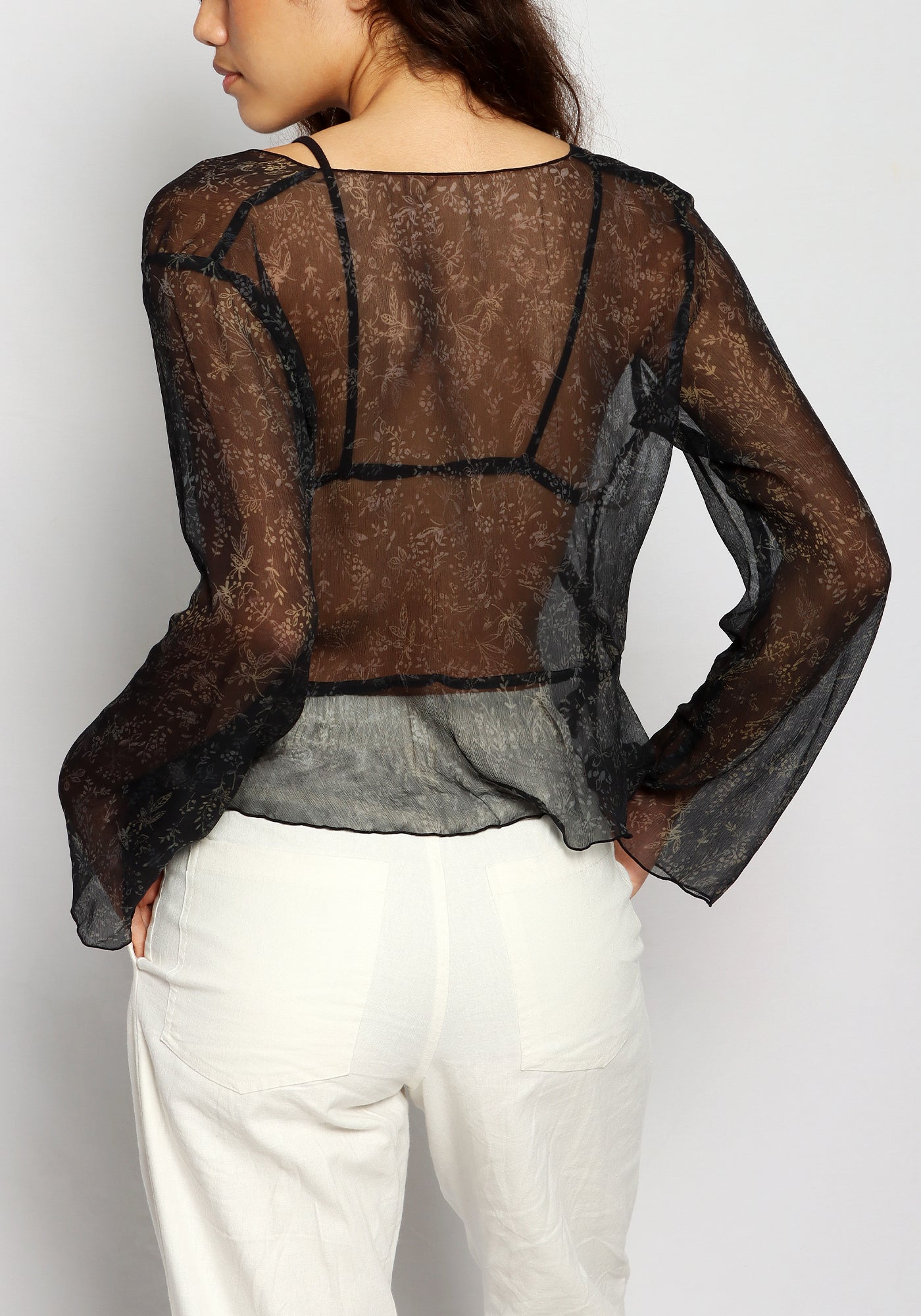 Ruffle Tie Top Print