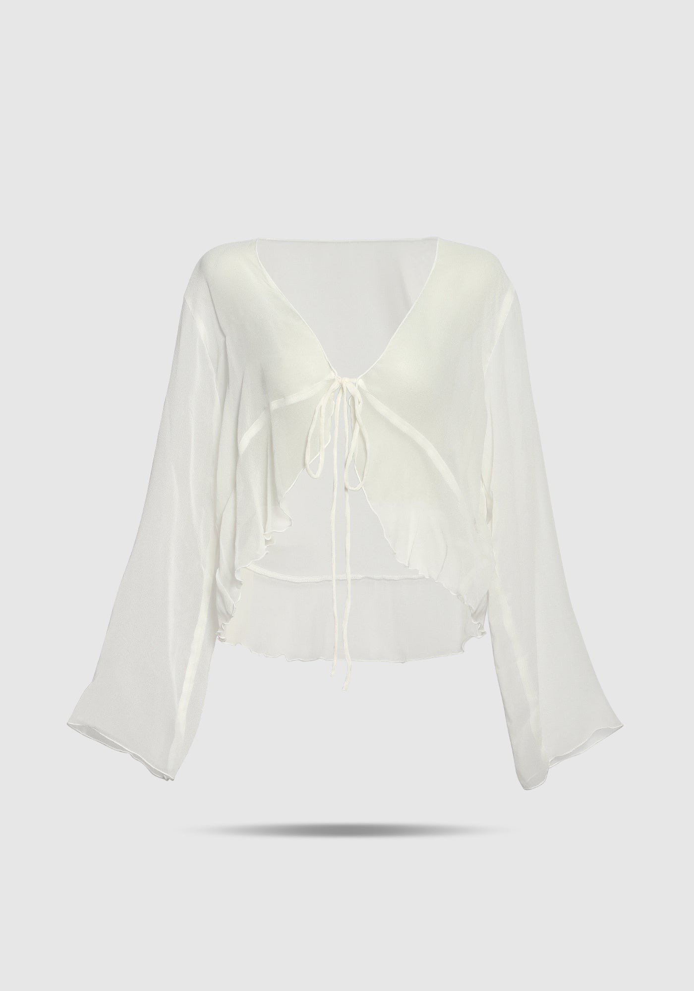 Ruffle Tie Top White