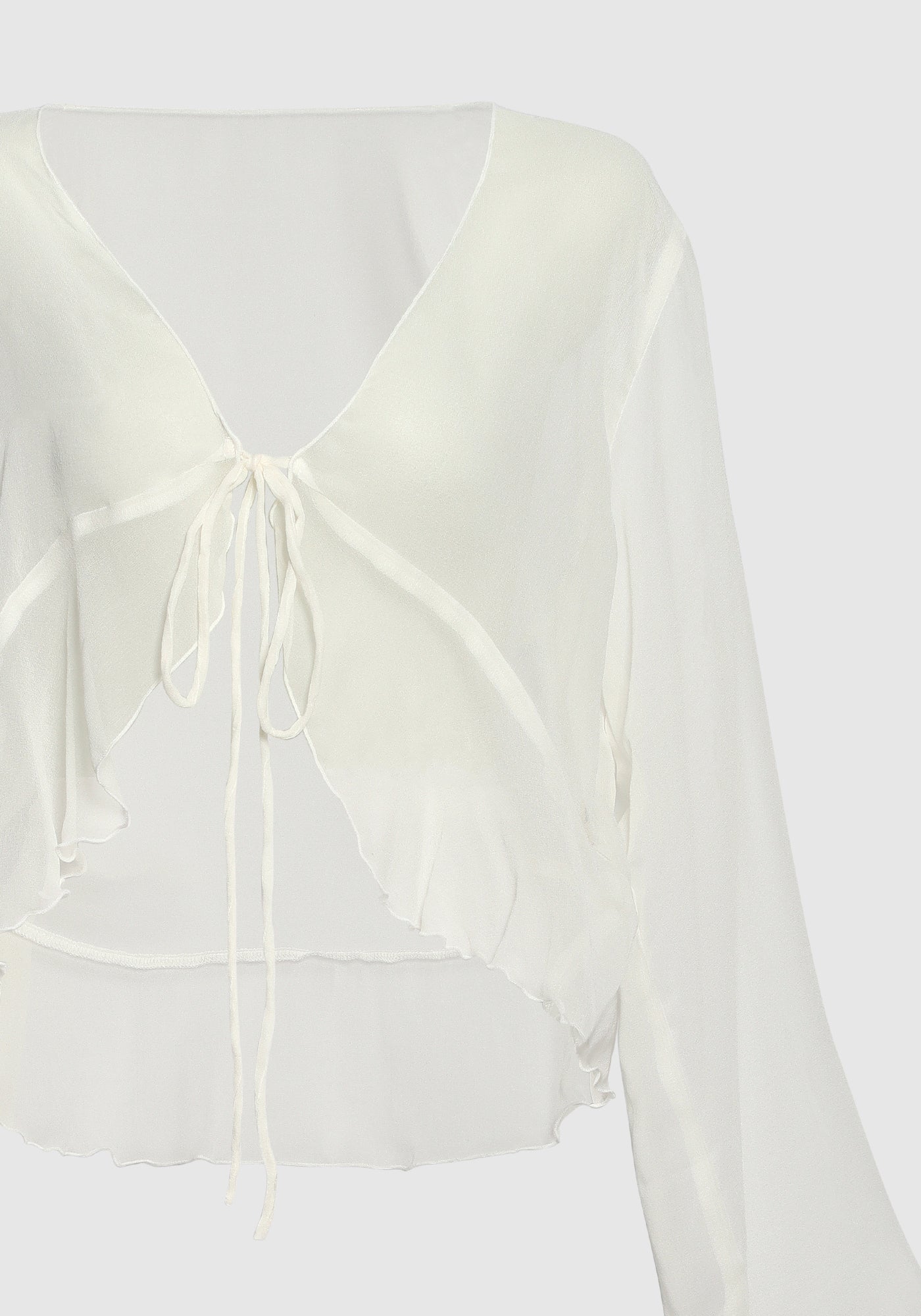 Ruffle Tie Top White