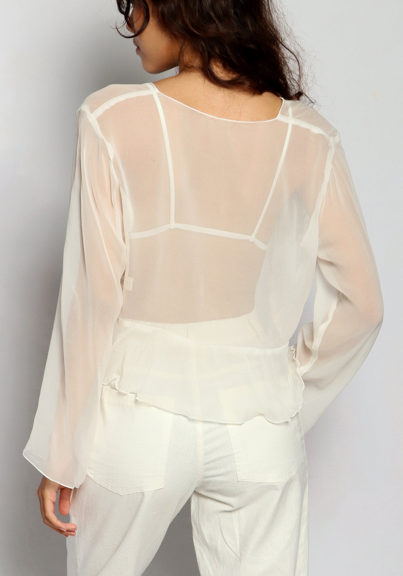 Ruffle Tie Top White