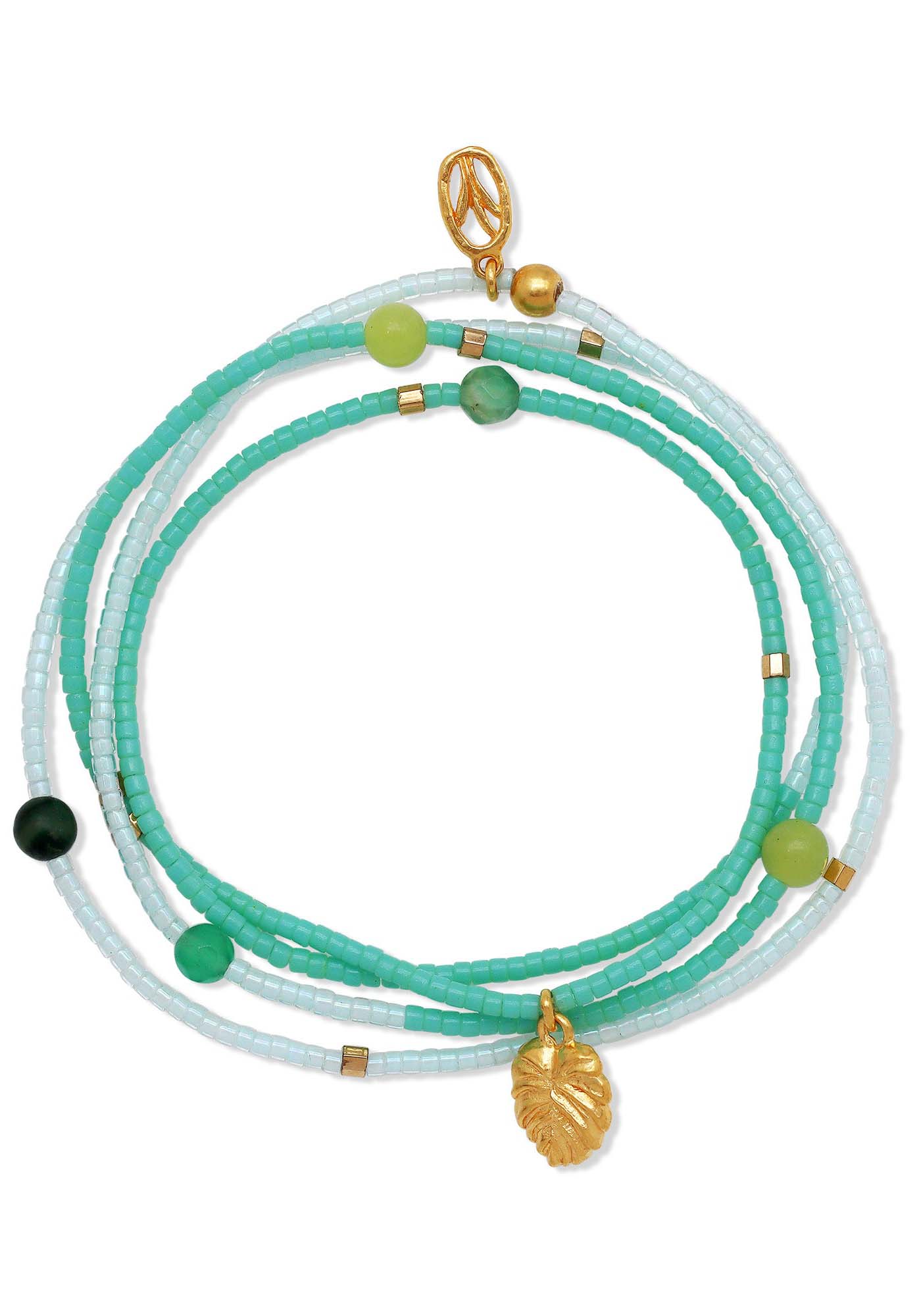 Leaf Wrap Beaded Stretch Bracelet
