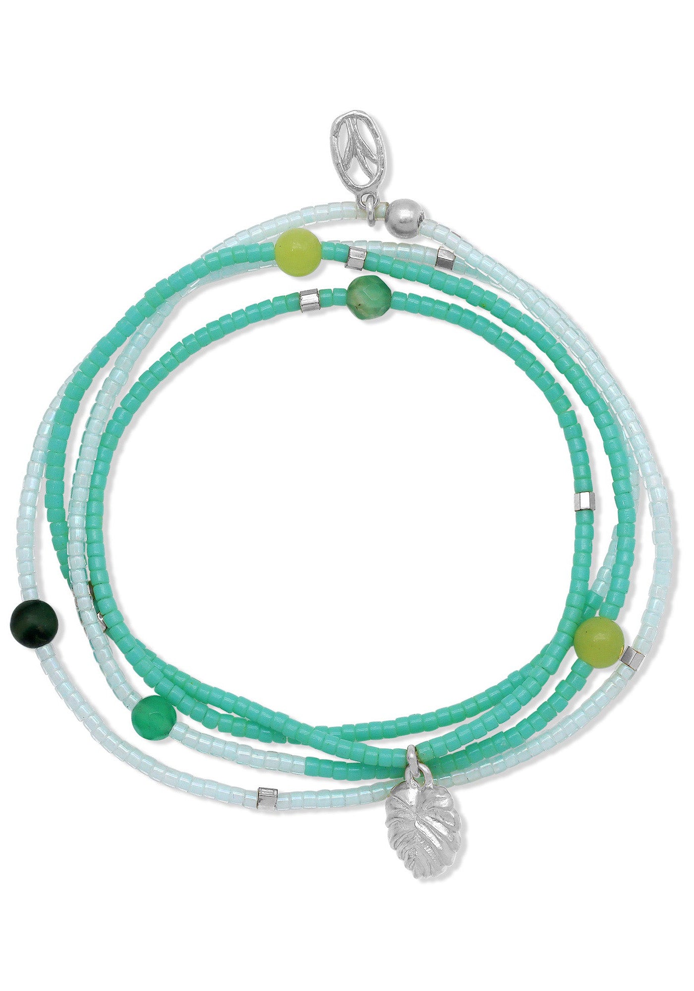 Leaf Wrap Beaded Stretch Bracelet