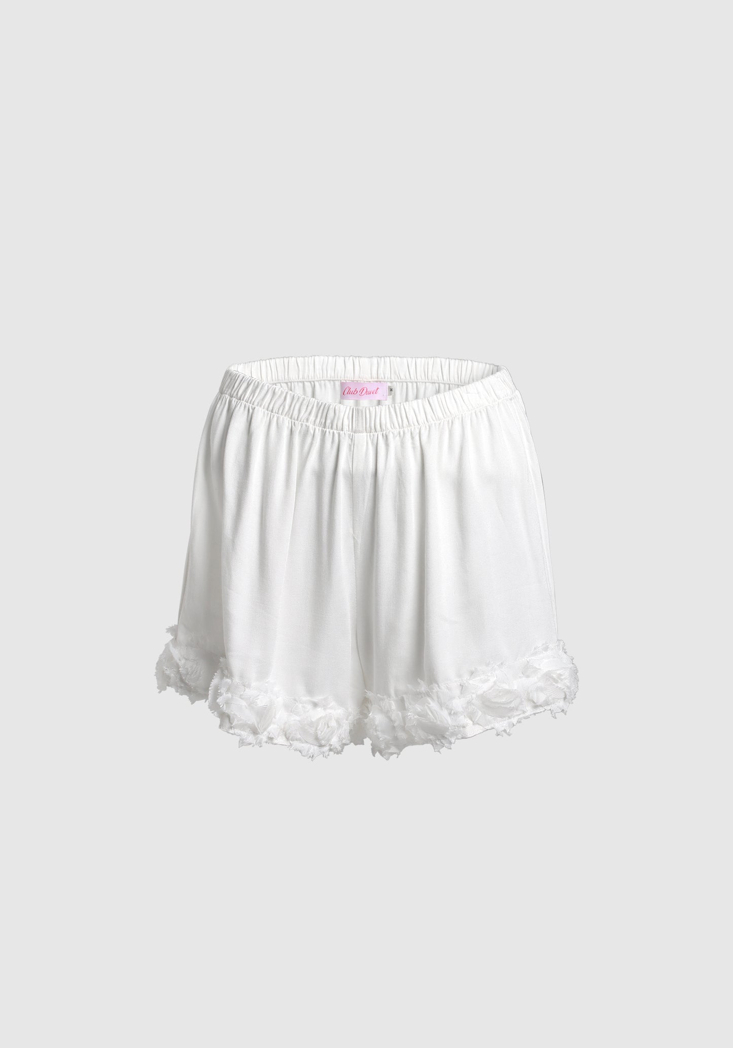 PJ Set Kimono Bamboo Satin Rose Trim White
