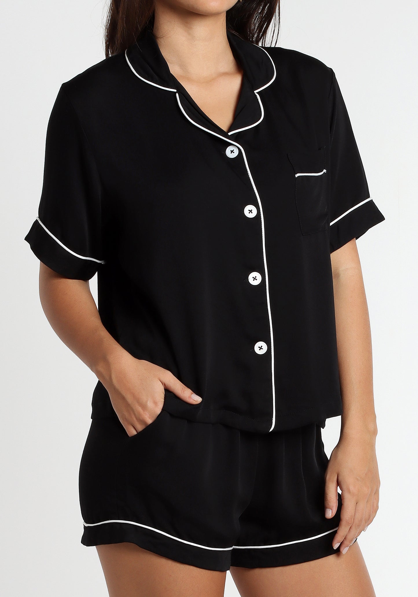 PJ Set Short Silk Black