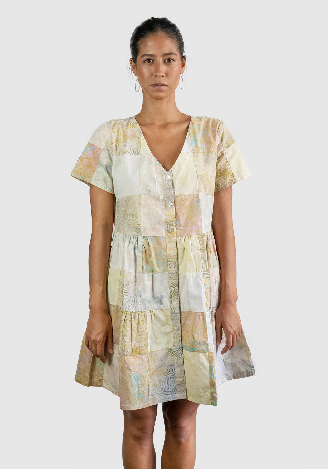Button Patchwork Dress