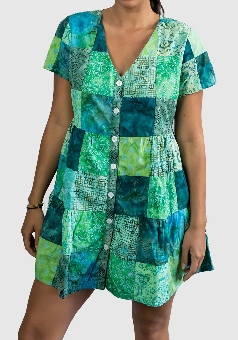 Button Patchwork Dress