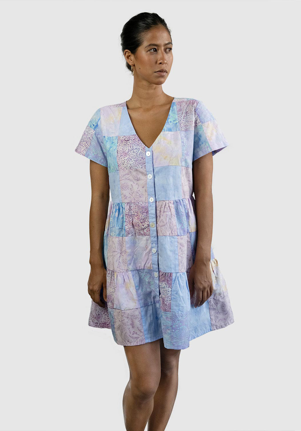 Button Patchwork Dress