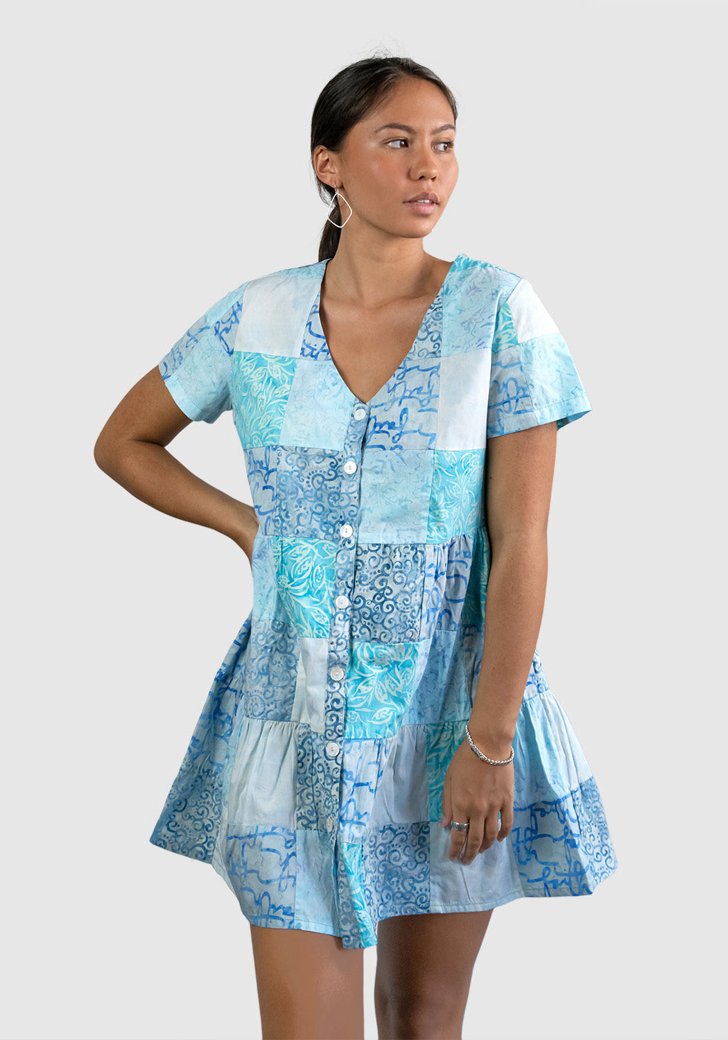 Button Patchwork Dress