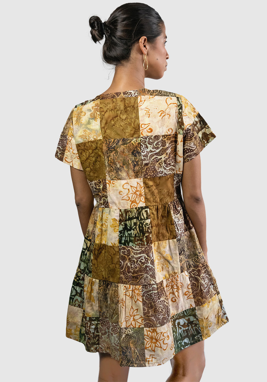 Button Patchwork Dress