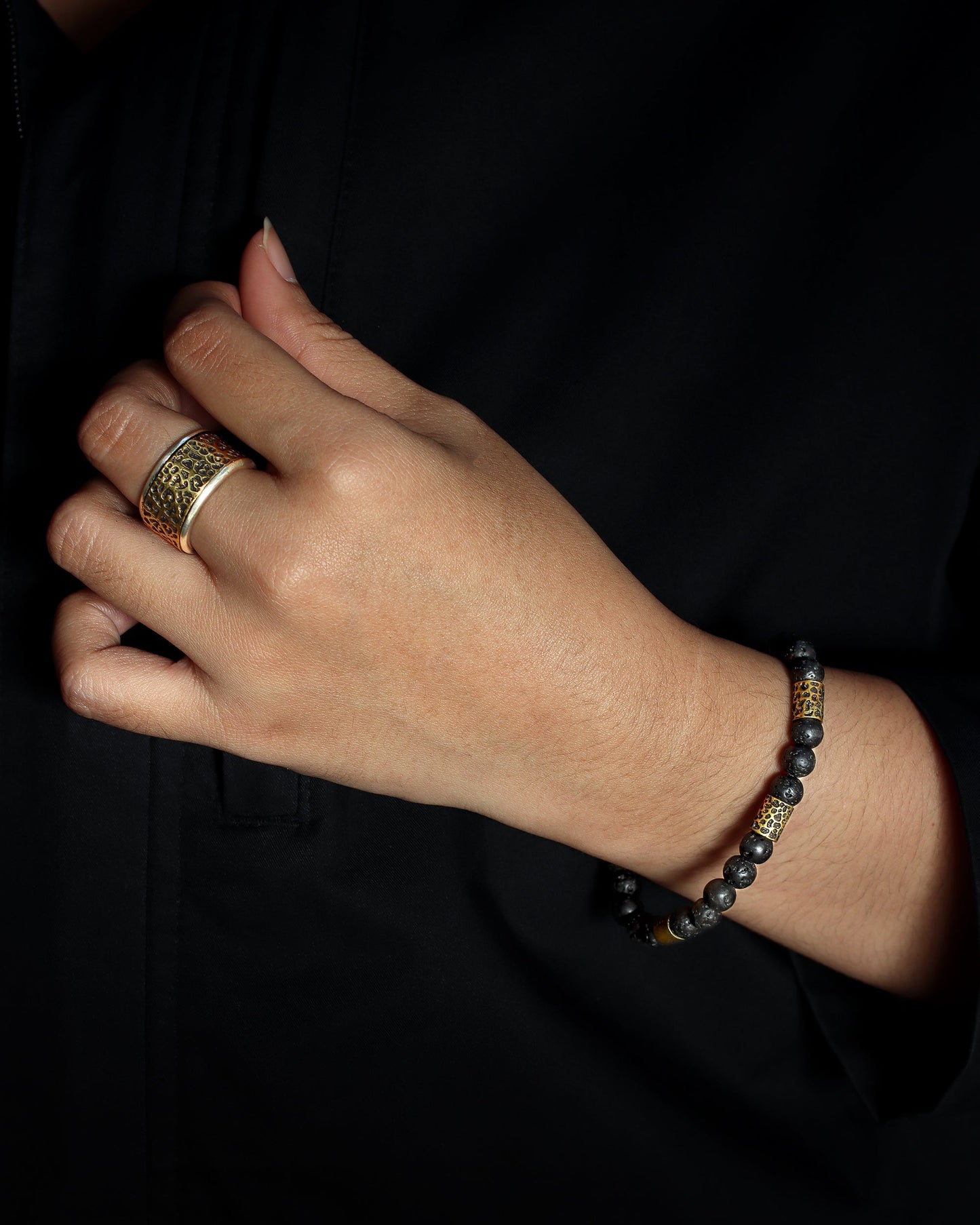 Leopard Lava Stone Adjustable Bracelet (Strength and Confidence)