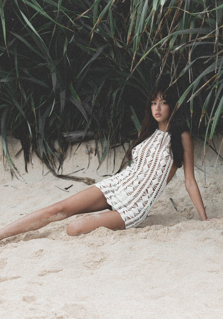 Diamond Crochet Halter Dress