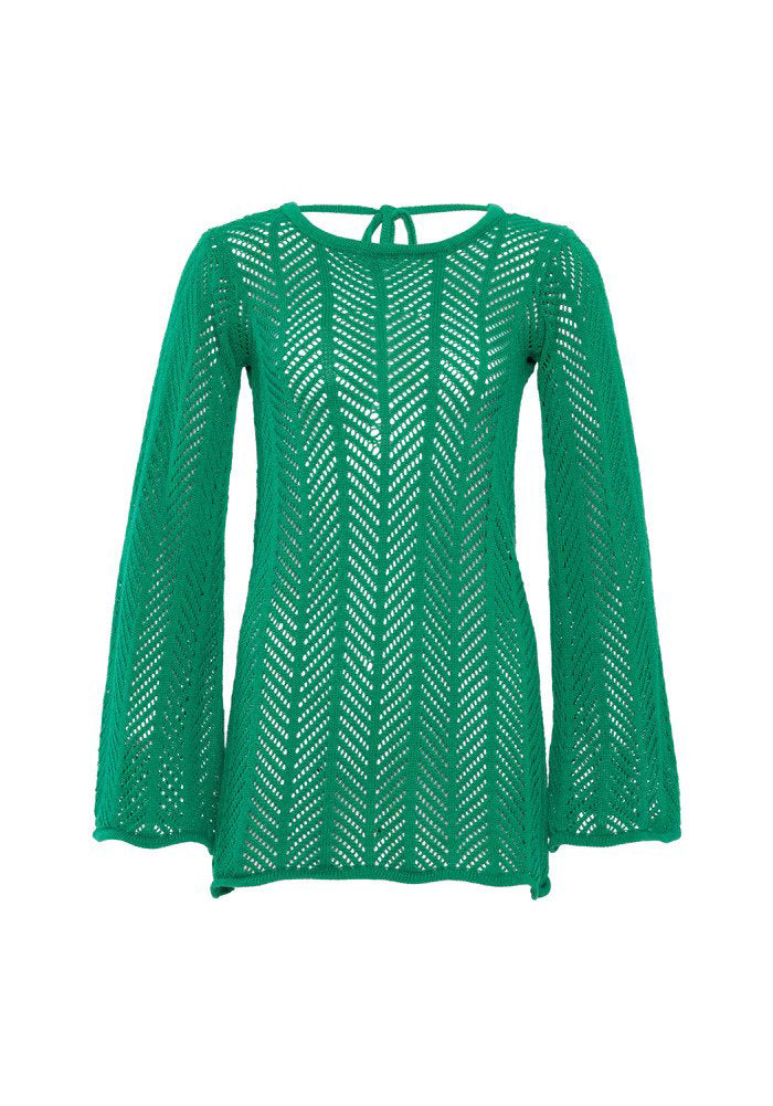Green Cecile Chevron Knit Mini Dress