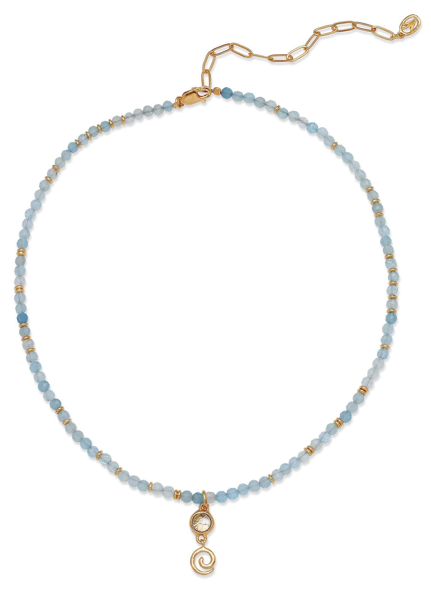 Blue Topaz and Aqua Marine Air Element Beaded Necklace and Pendant