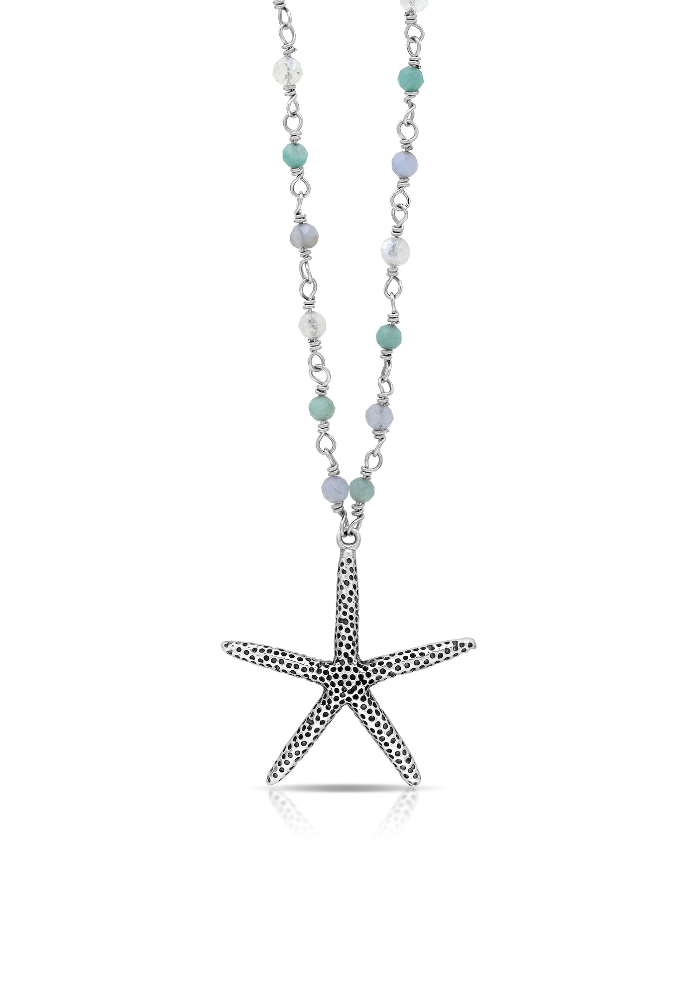 Starfish Silver Beaded Necklace