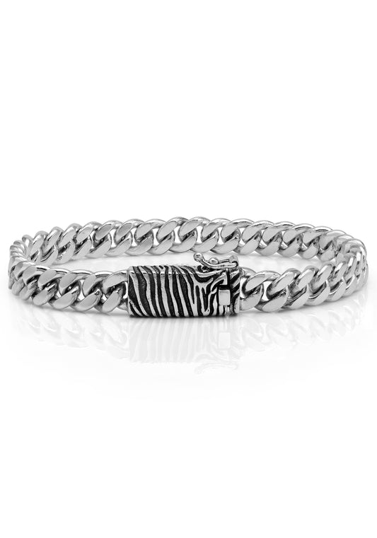 Zebra Curb Chain Bracelet - Sterling Silver
