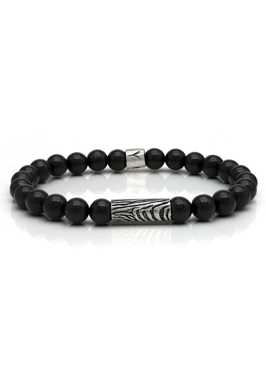 Zebra Shungite Bead Stretch Bracelet (Healing & Balance)