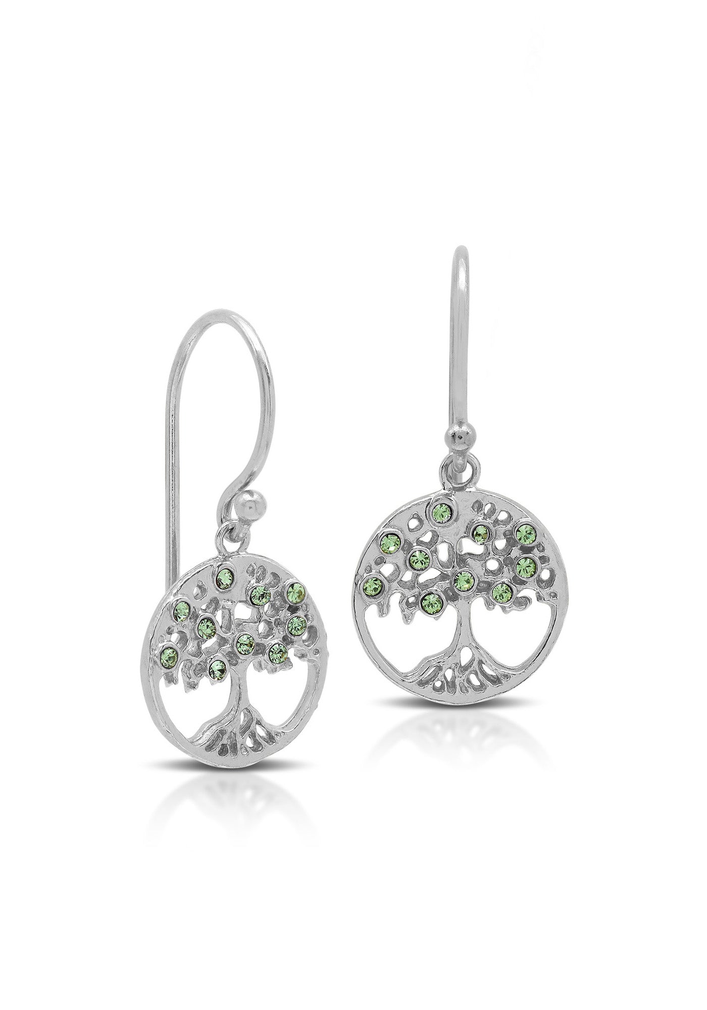 Tree Green Crystal Hook Earrings