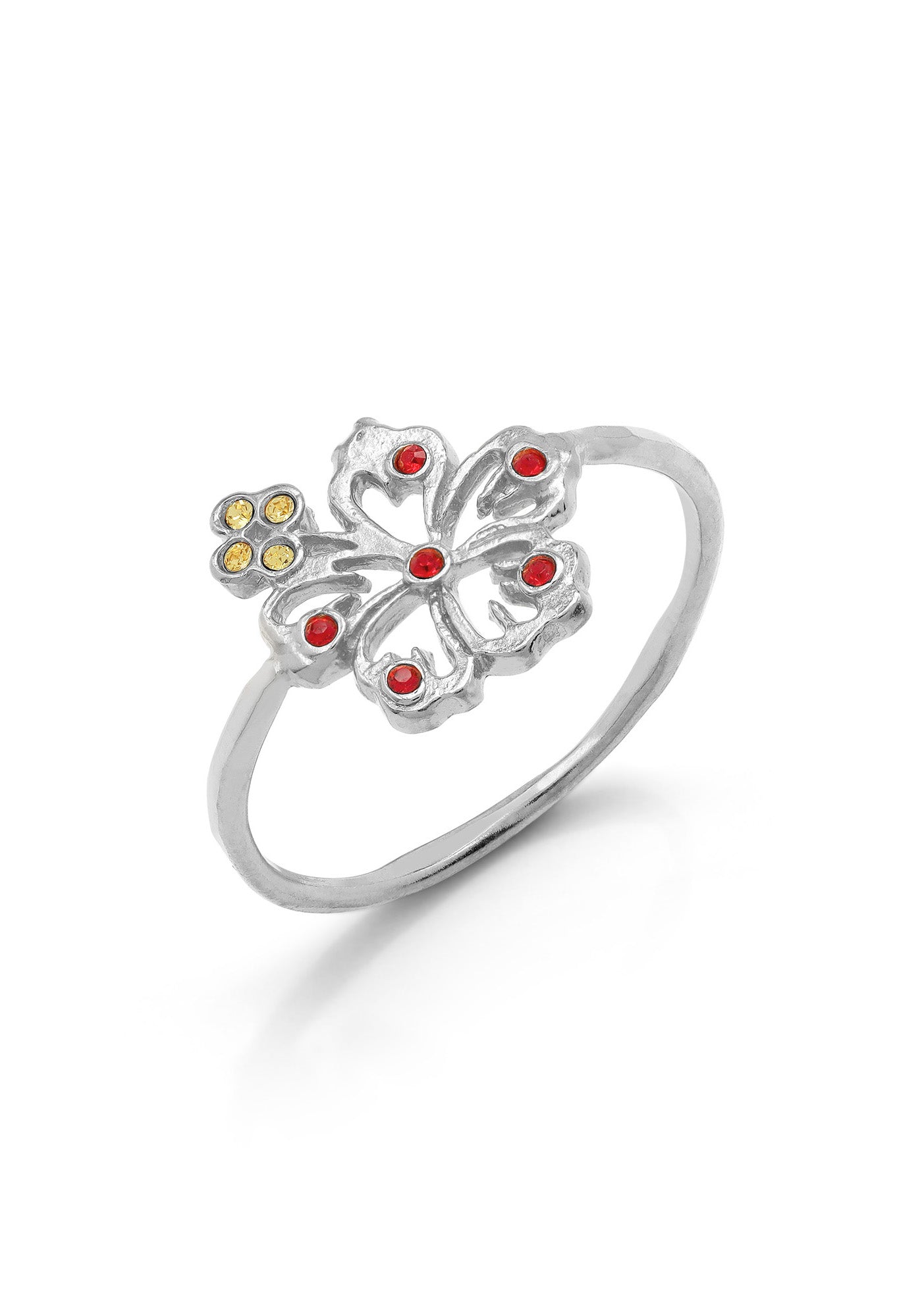 Hibiscus Red Crystal Ring
