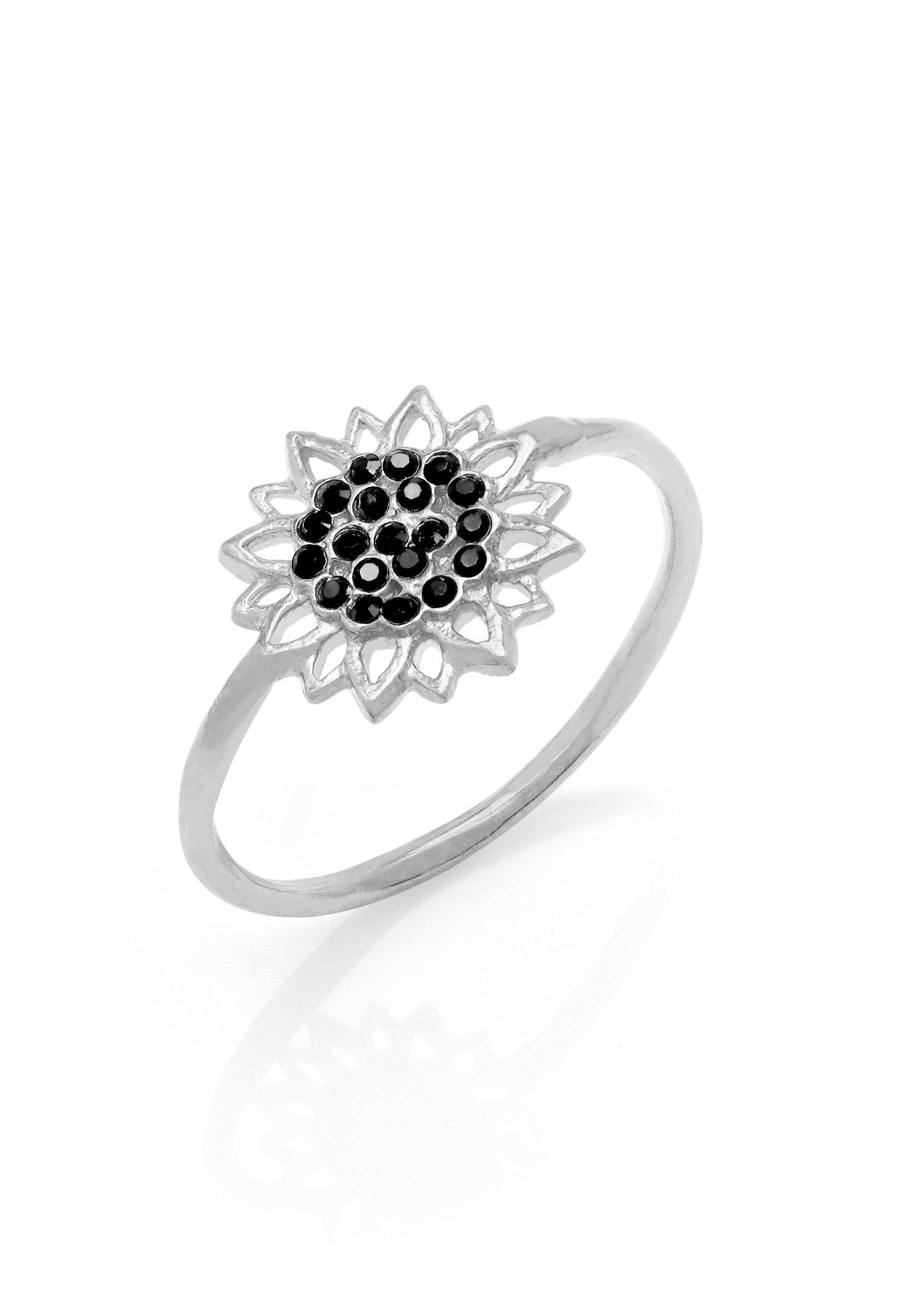 Sunflower Black Crystal Ring