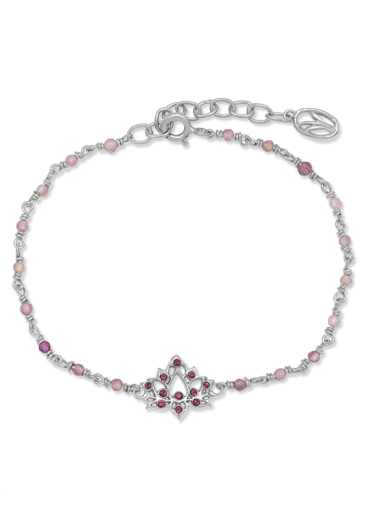 Lotus Pink Crystal and Bead Bracelet