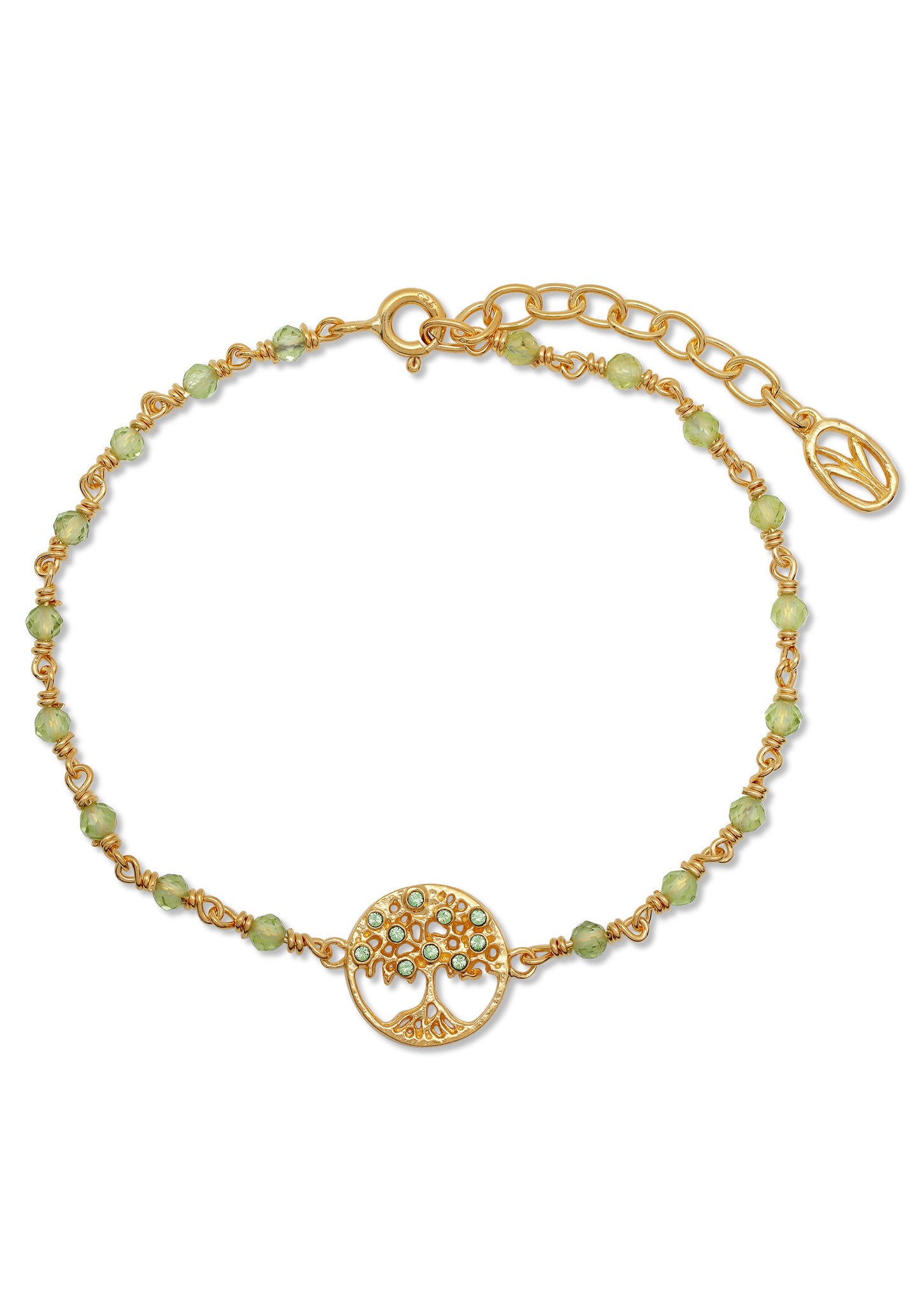 Tree Green Crystal and Bead Bracelet