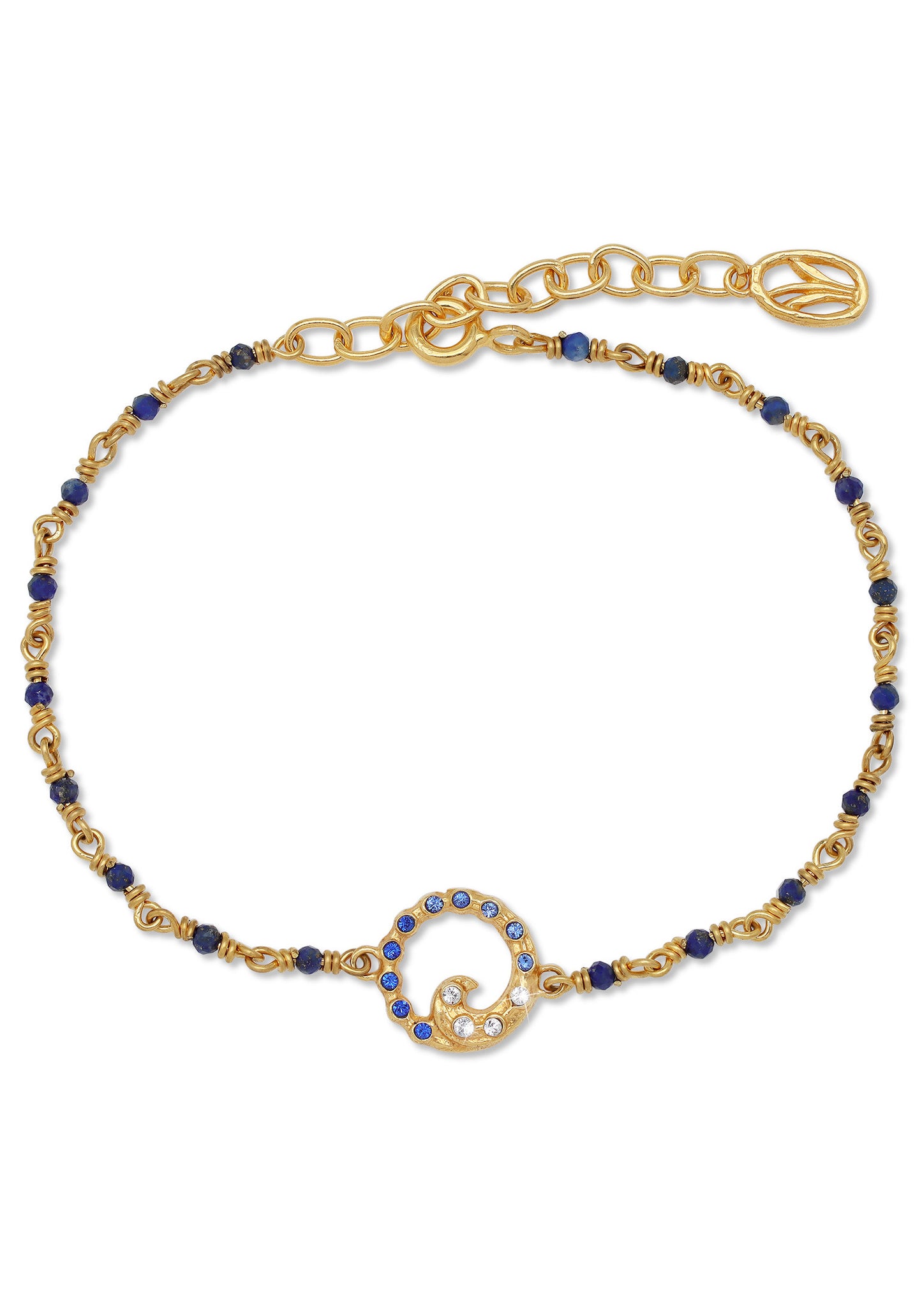 Wave Blue Crystal and Bead Bracelet