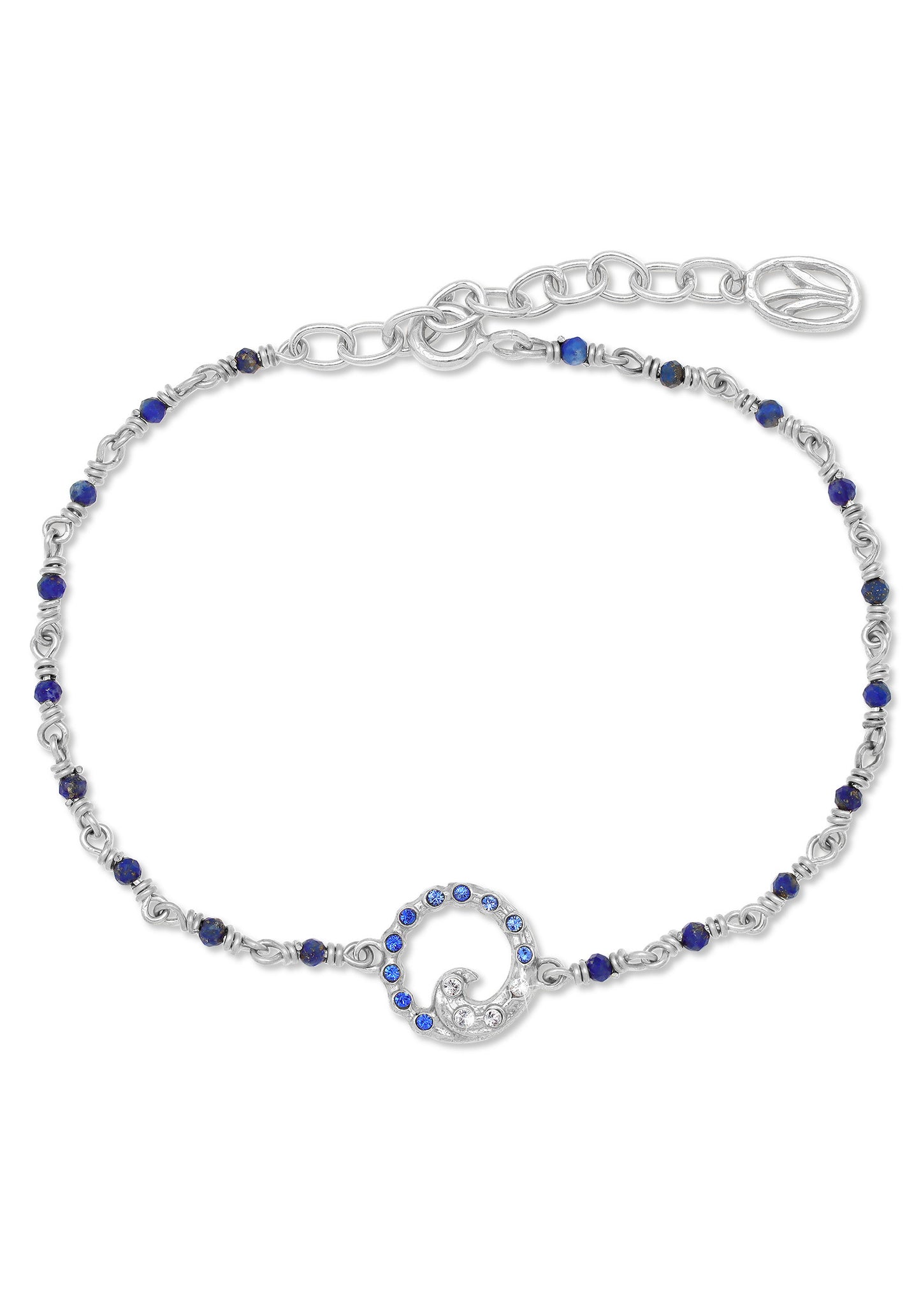 Wave Blue Crystal and Bead Bracelet