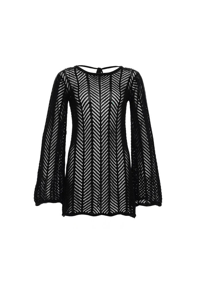 Black Cecile Chevron Knit Mini Dress